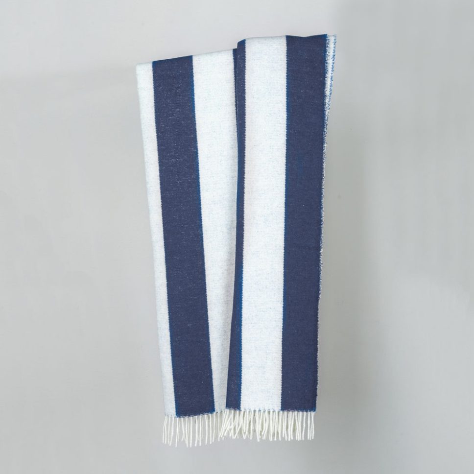 1001193 - Woll-Mix Decke-Stripe aus recycelten Rohstoffen anthrazite-offwhite – Bild 3