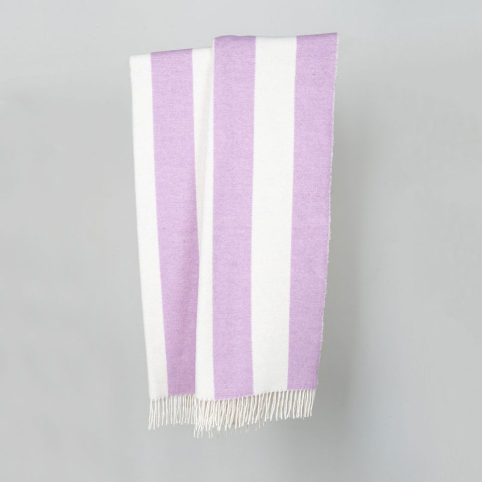 1001193 - Woll-Mix Decke-Stripe aus recycelten Rohstoffen anthrazite-offwhite – Bild 5