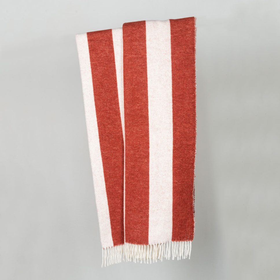 1001193 - Woll-Mix Decke-Stripe aus recycelten Rohstoffen anthrazite-offwhite – Bild 7
