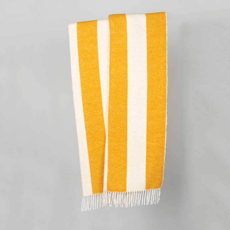 1001193 - Woll-Mix Decke-Stripe aus recycelten Rohstoffen anthrazite-offwhite – Bild 9