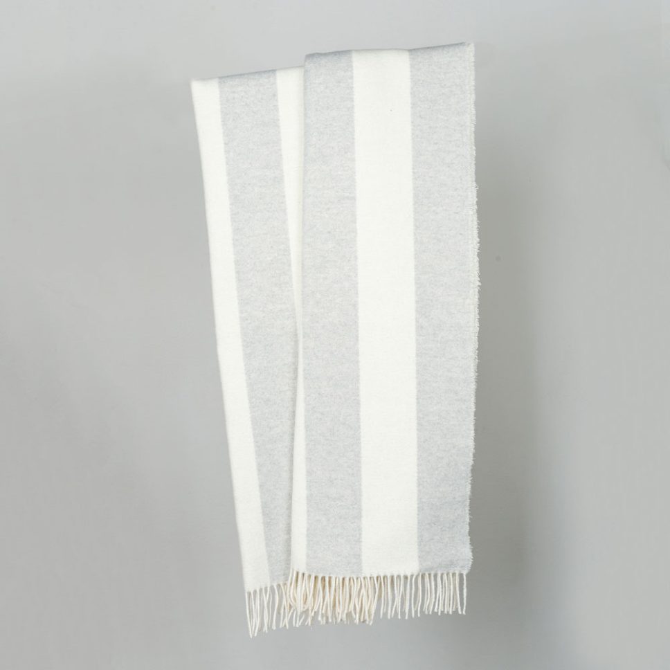 1001193 - Woll-Mix Decke-Stripe aus recycelten Rohstoffen anthrazite-offwhite – Bild 11
