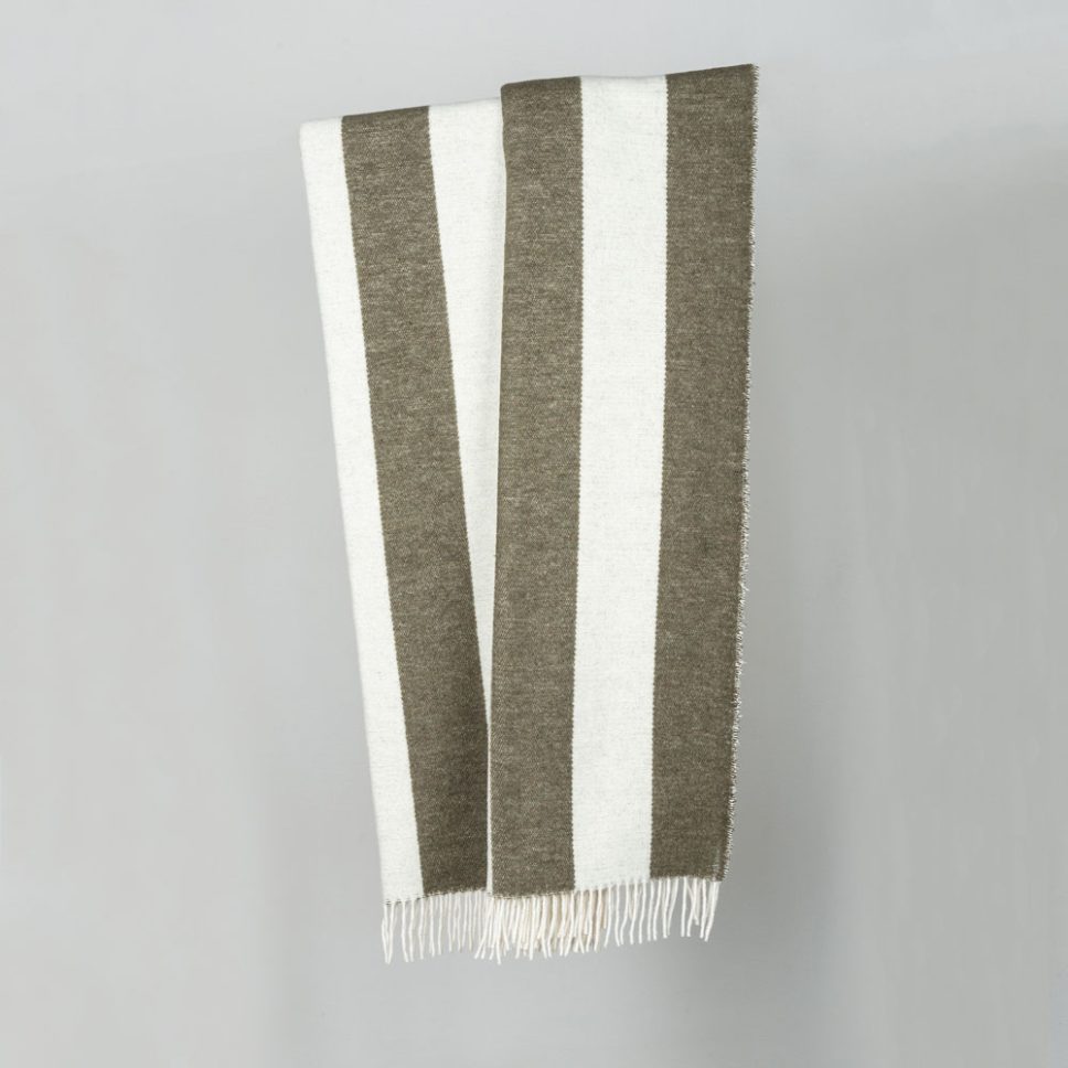 1001193 - Woll-Mix Decke-Stripe aus recycelten Rohstoffen anthrazite-offwhite – Bild 16