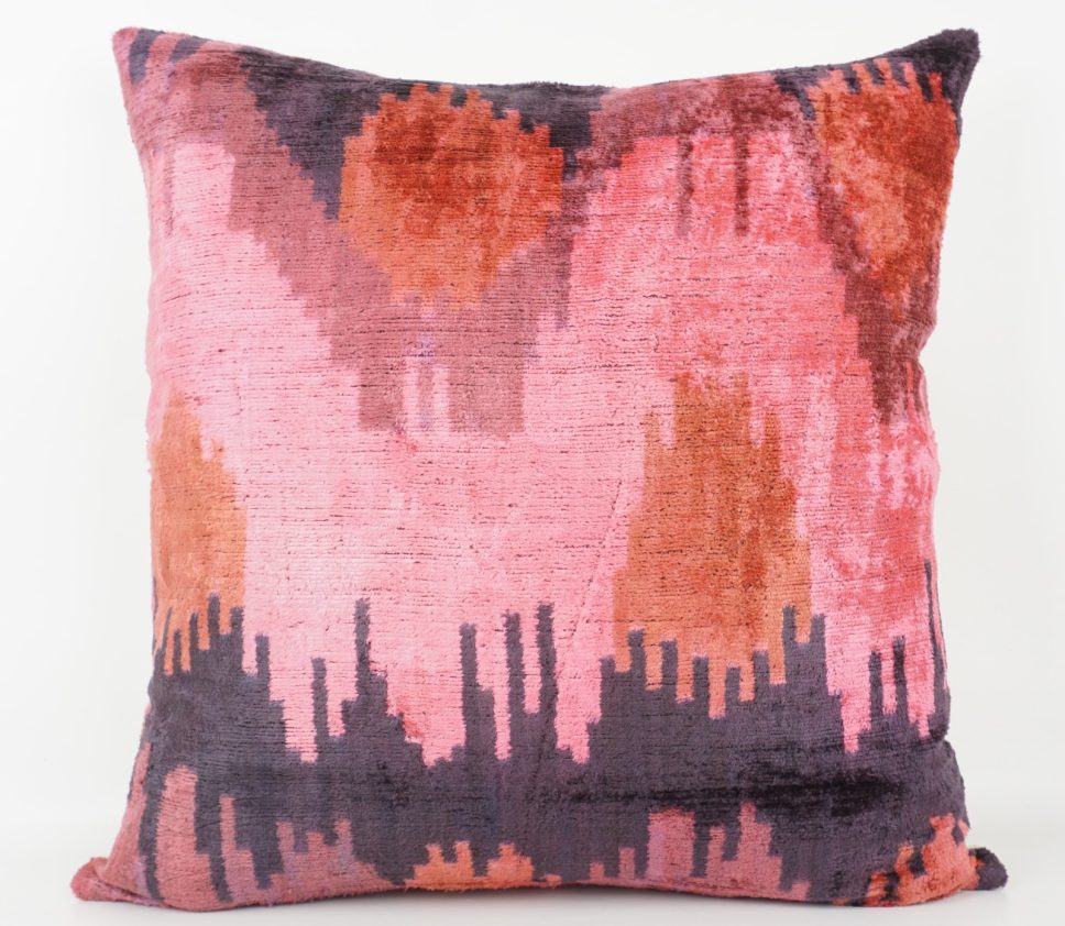 1001233 - 30232 Kissenhülle "handmade Silk/Velvet" rose-lila-orange 50x50 cm