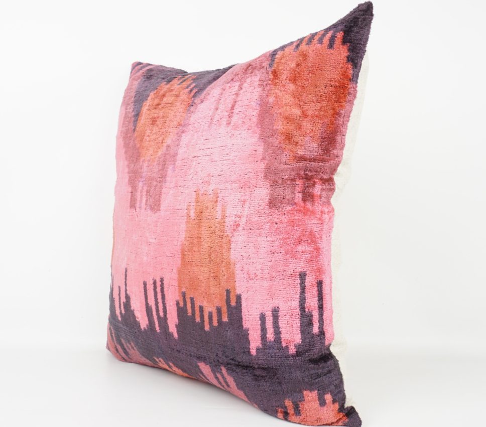 1001233 - 30232 Kissenhülle "handmade Silk/Velvet" rose-lila-orange 50x50 cm – Bild 3