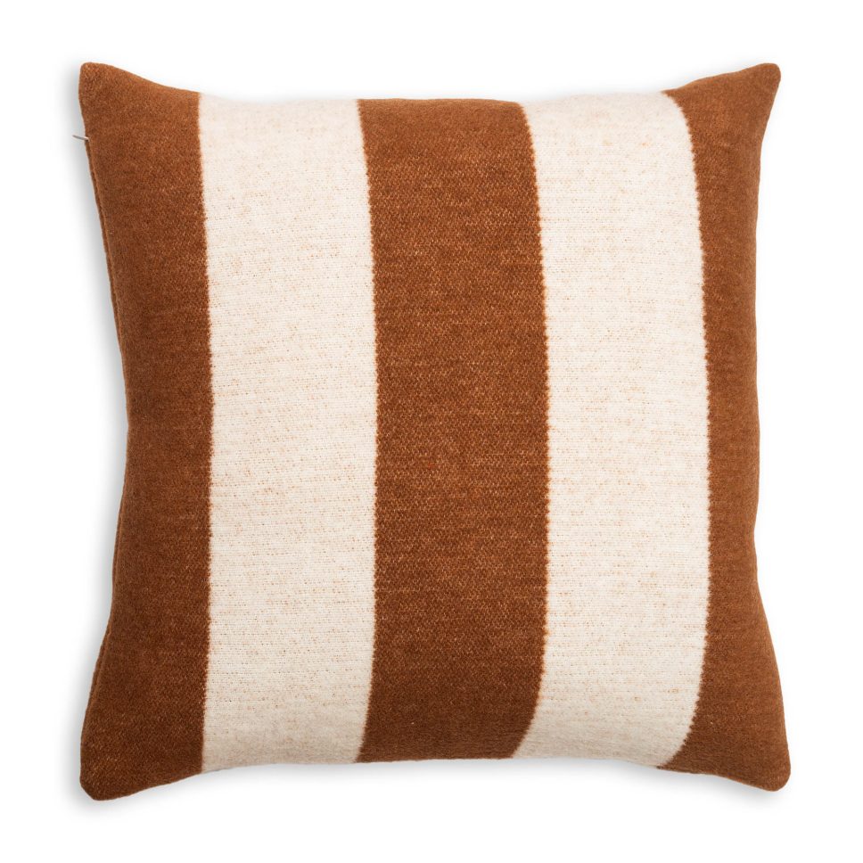1001194 - Wollmix Colour-Block Kissen - aus recycelten Rohstoffen - rum-braun-offwhite
