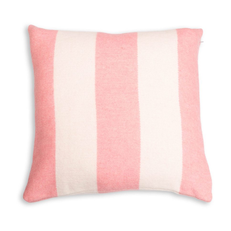 1001194 - Wollmix Colour-Block Kissen - aus recycelten Rohstoffen - rosa-offwhite